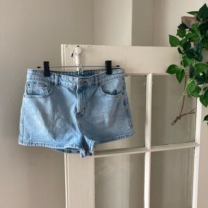 ASOS DESIGN Tall denim mid rise mini short in blue